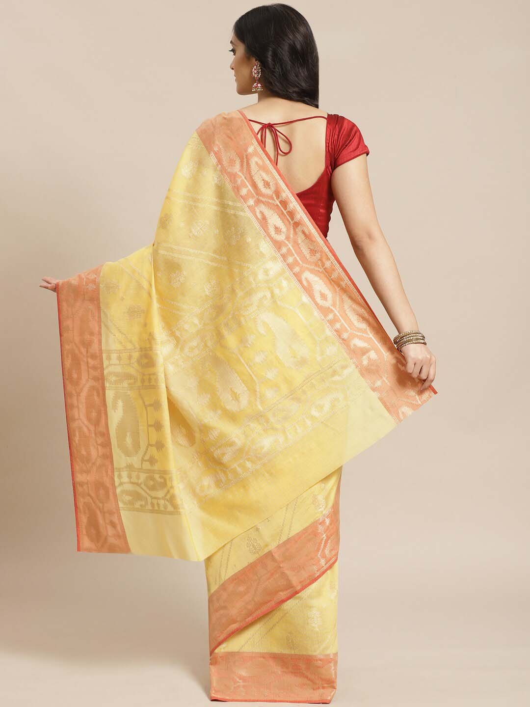 Indethnic Banarasi Gold Woven Design Daily Wear Saree - View 3