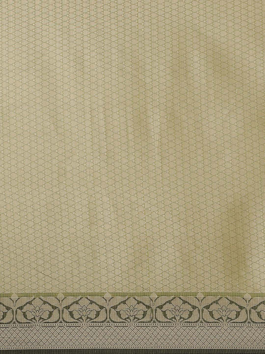 Indethnic Banarasi Green Woven Design Work Wear Saree - Saree Detail View