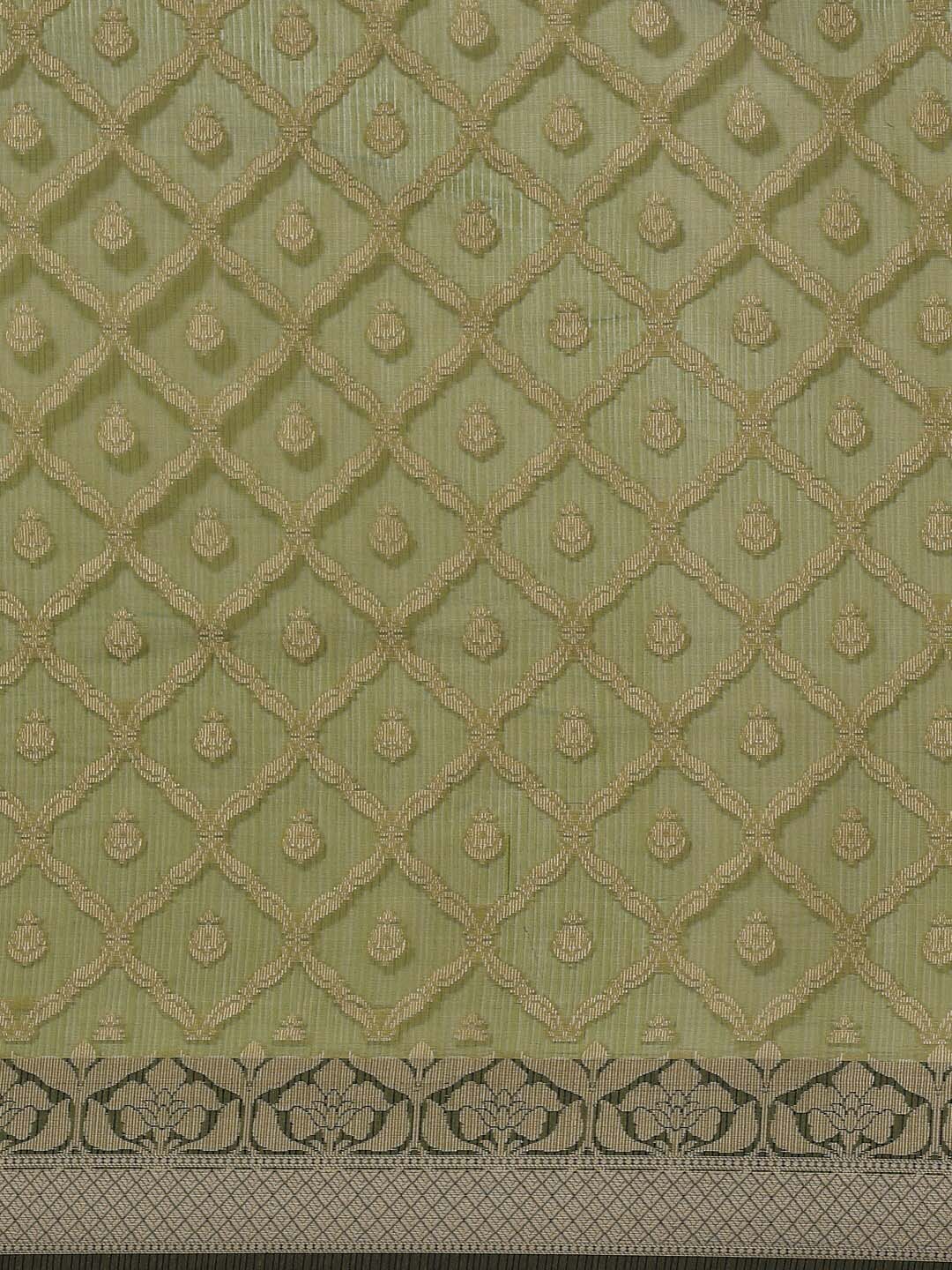 Indethnic Banarasi Green Woven Design Work Wear Saree - View 2