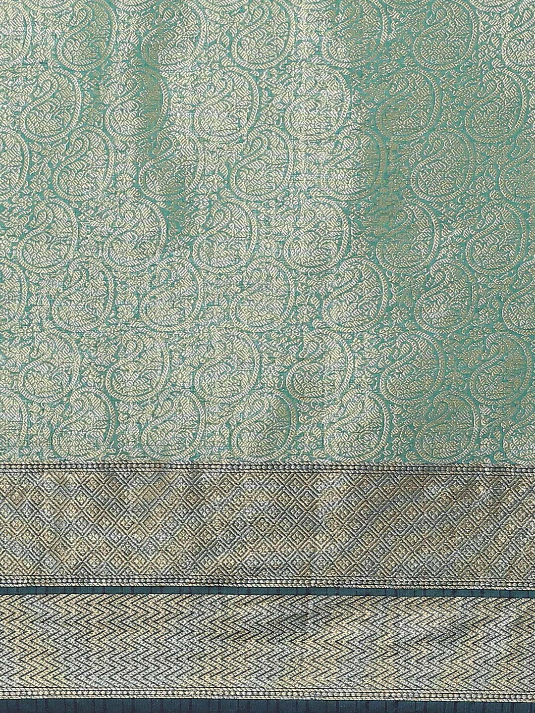 Indethnic Banarasi Green Woven Design Traditional Wear Saree - View 2