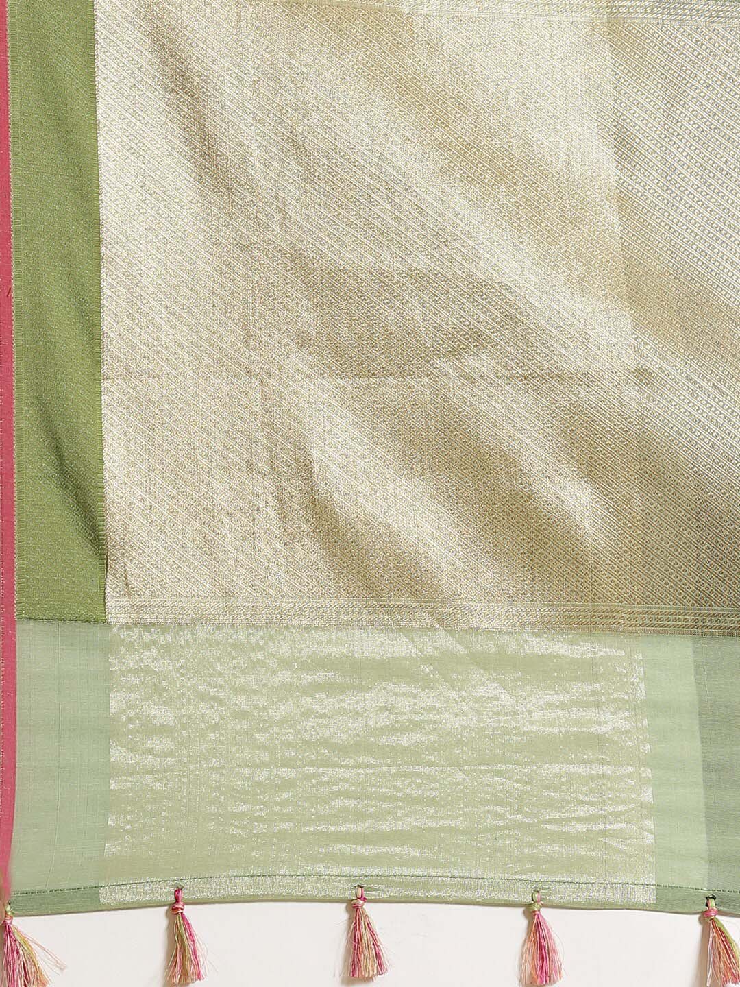 Indethnic Banarasi Green Woven Design Party Wear Saree - Saree Detail View