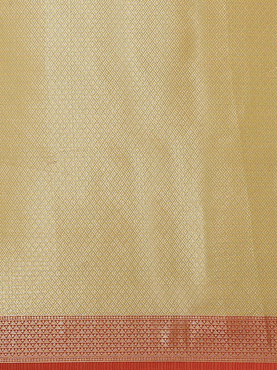 Indethnic Banarasi Lime Green Woven Design Festive Wear Saree - Saree Detail View