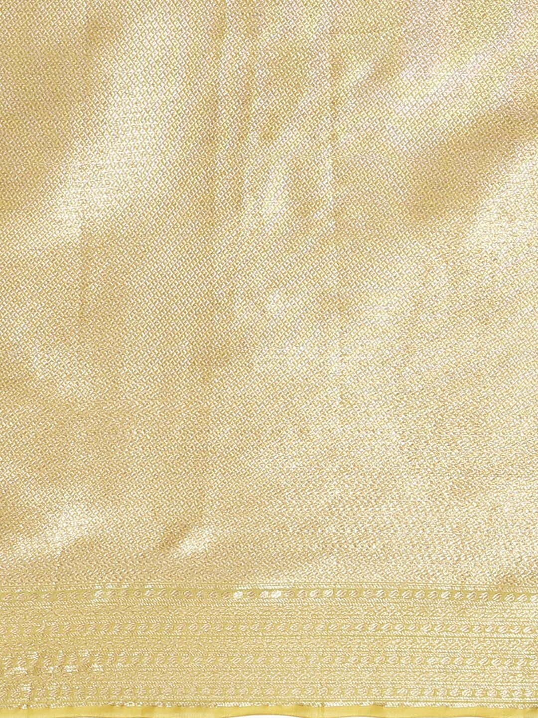 Indethnic Banarasi Lime Green Woven Design Daily Wear Saree - Saree Detail View