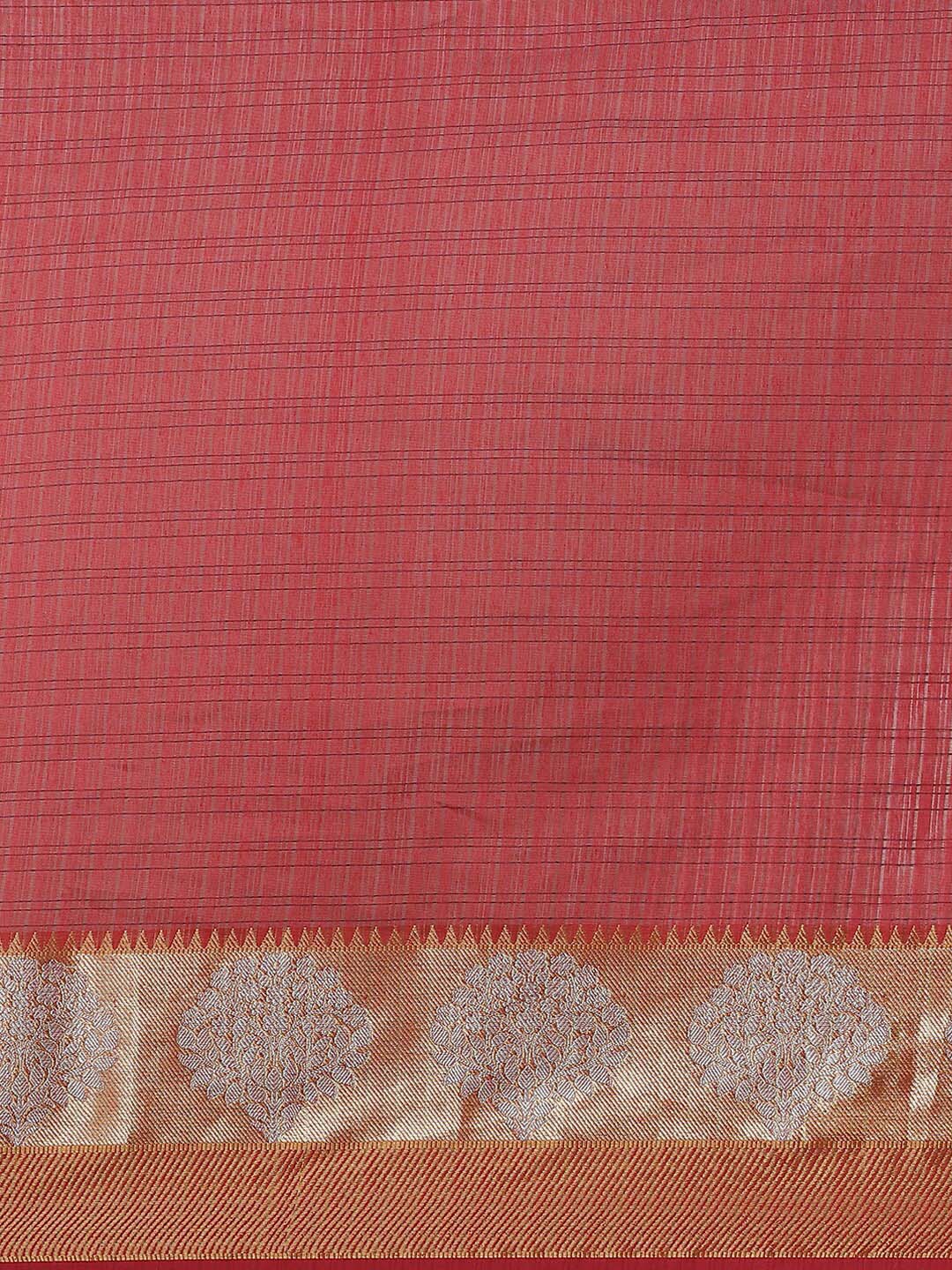 Indethnic Banarasi Maroon Checked Work Wear Saree - View 3