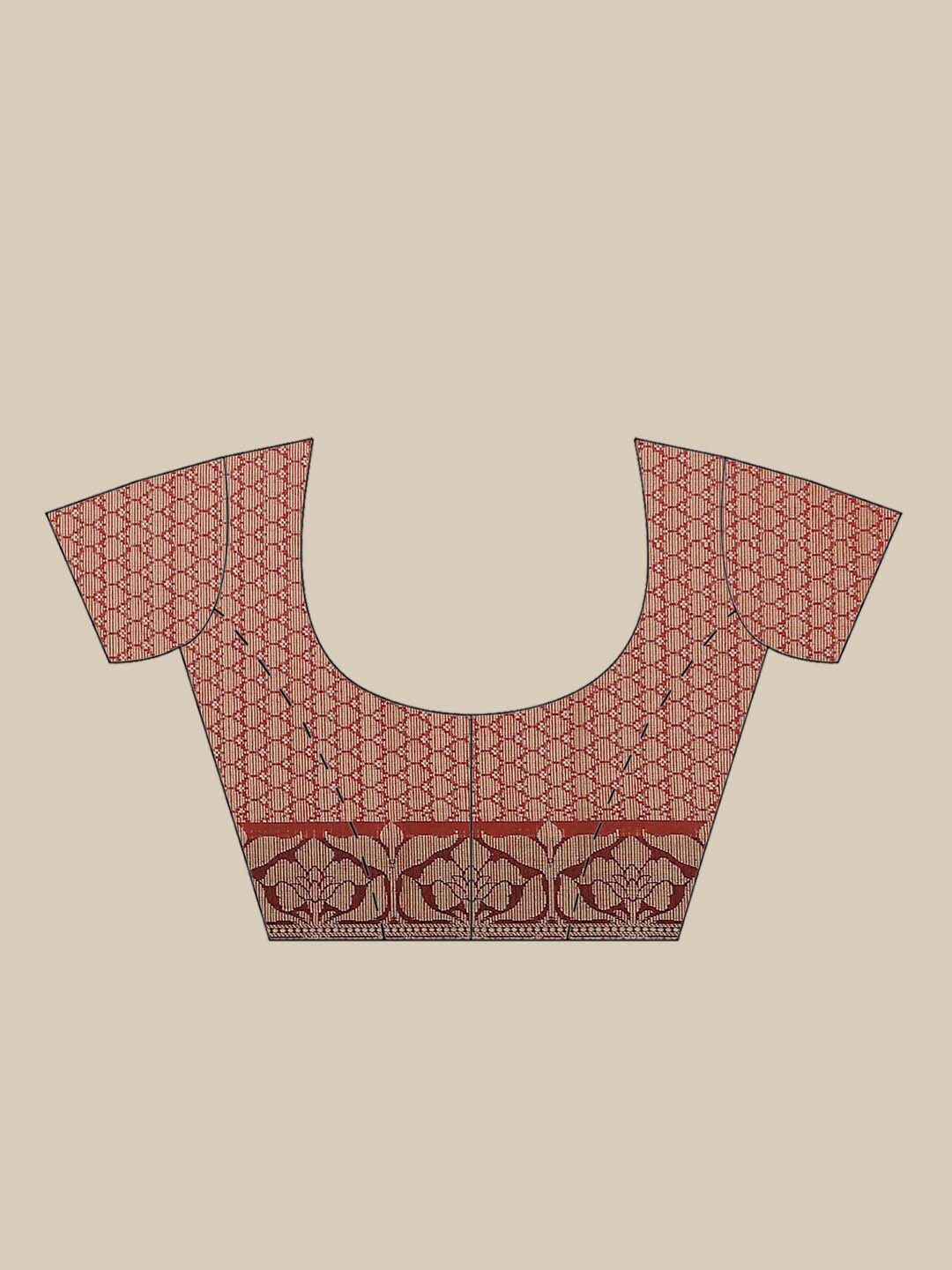 Indethnic Banarasi Maroon Woven Design Work Wear Saree - Blouse Piece View