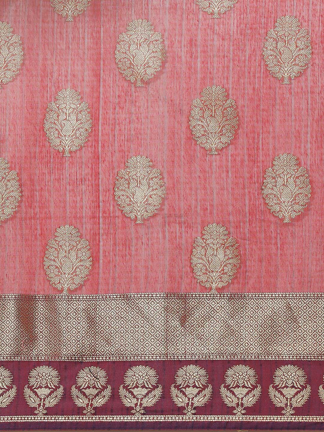 Indethnic Banarasi Maroon Woven Design Work Wear Saree - View 3