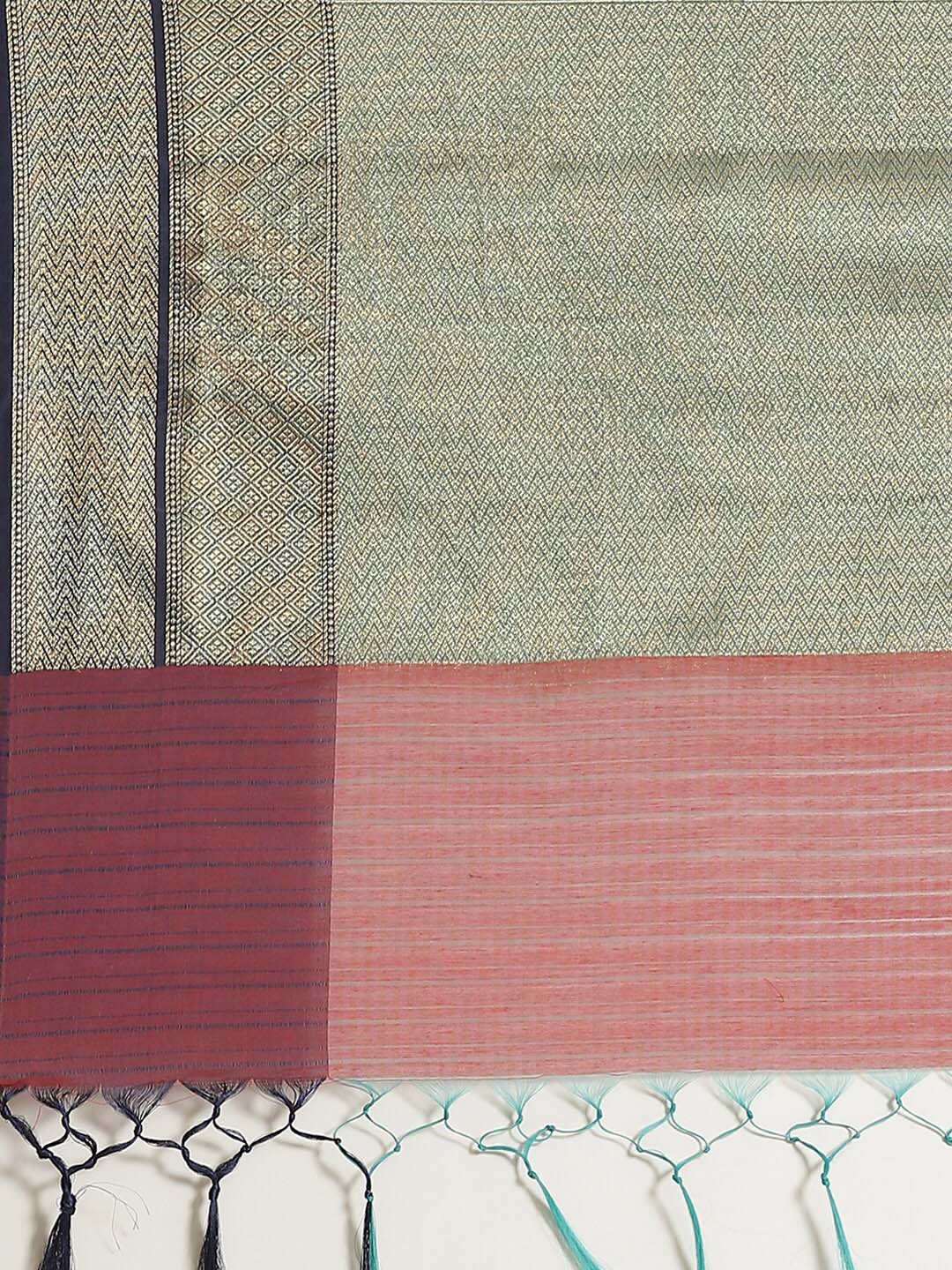 Indethnic Banarasi Maroon Woven Design Traditional Wear Saree - Saree Detail View