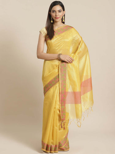 Banarasi Mustard Woven Design Work Wear Saree