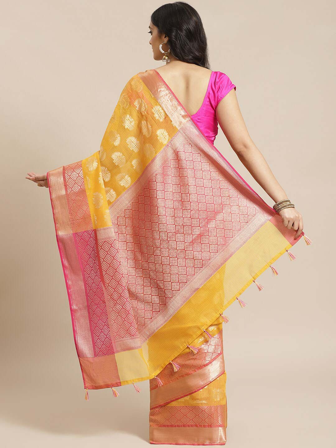 Indethnic Banarasi Mustard Woven Design Daily Wear Saree - View 2