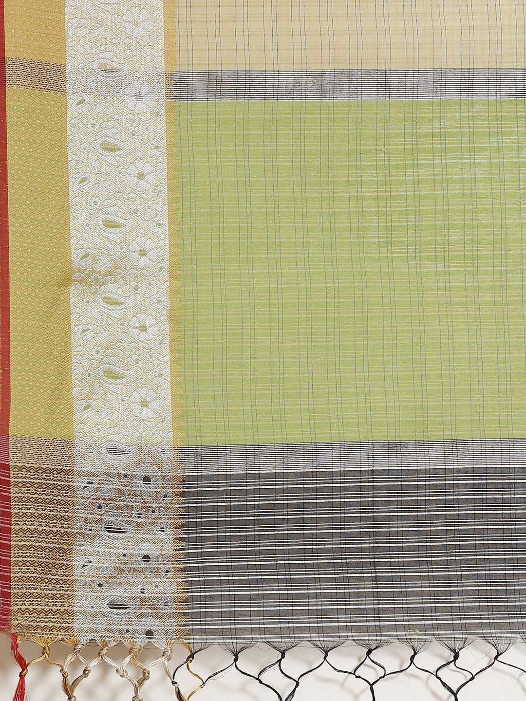 Indethnic Banarasi Olive Woven Design Work Wear Saree - Saree Detail View