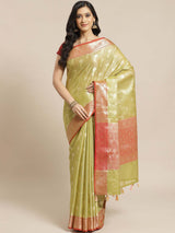 ELATED OLIVE (BANARASI LIVA SAREE)