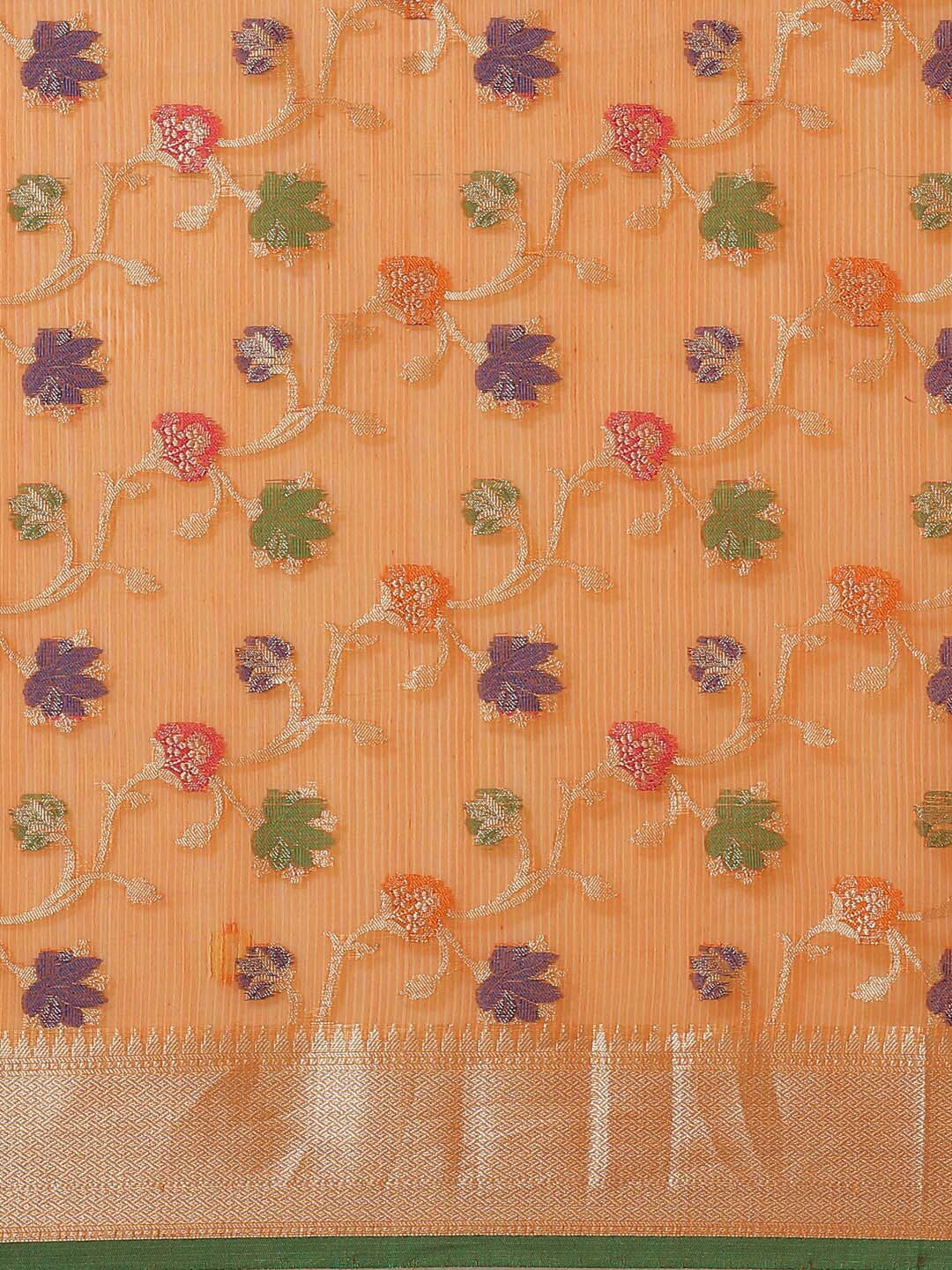 Indethnic Banarasi Orange Woven Design Daily Wear Saree - View 3