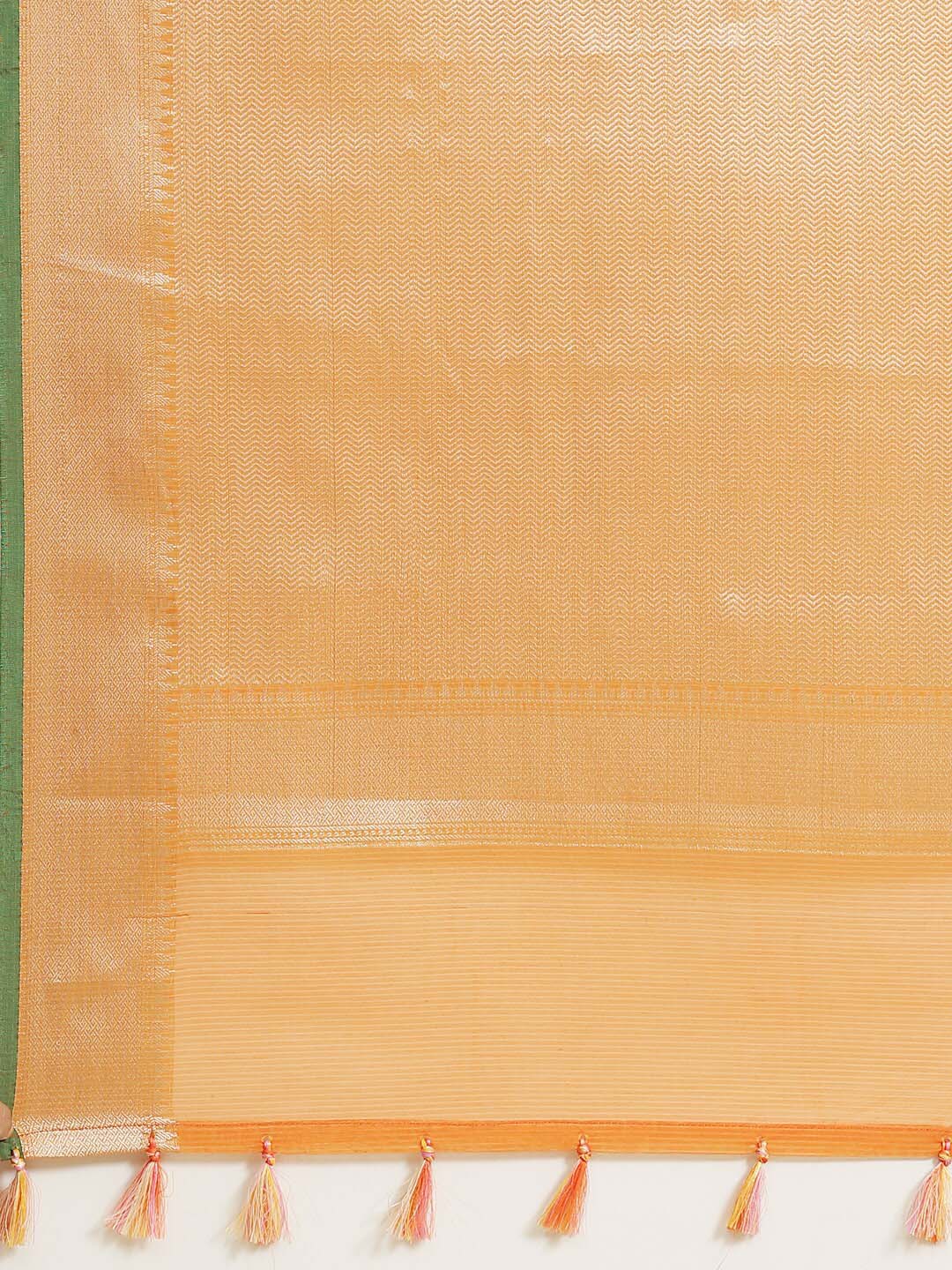 Indethnic Banarasi Orange Woven Design Daily Wear Saree - Saree Detail View