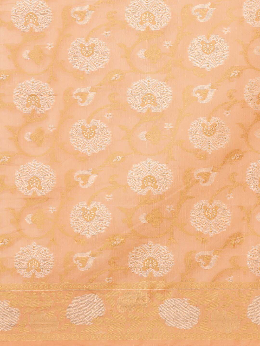 Indethnic Banarasi Peach Woven Design Work Wear Saree - View 3