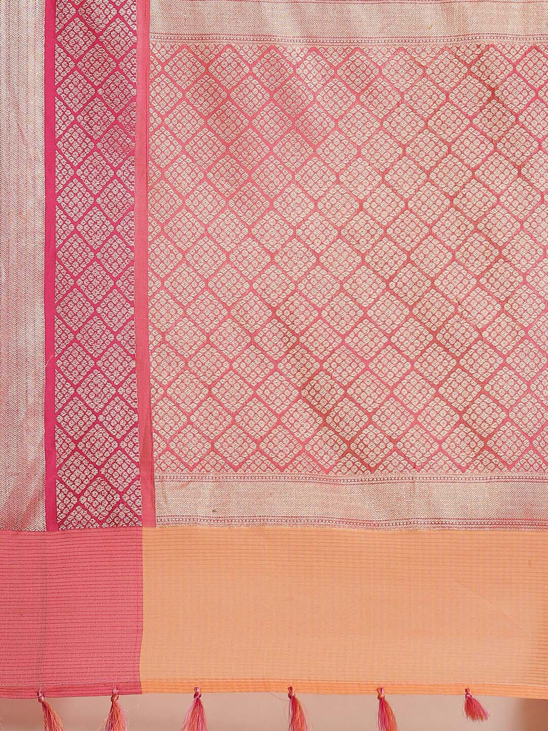 Indethnic Banarasi Peach Woven Design Daily Wear Saree - Saree Detail View