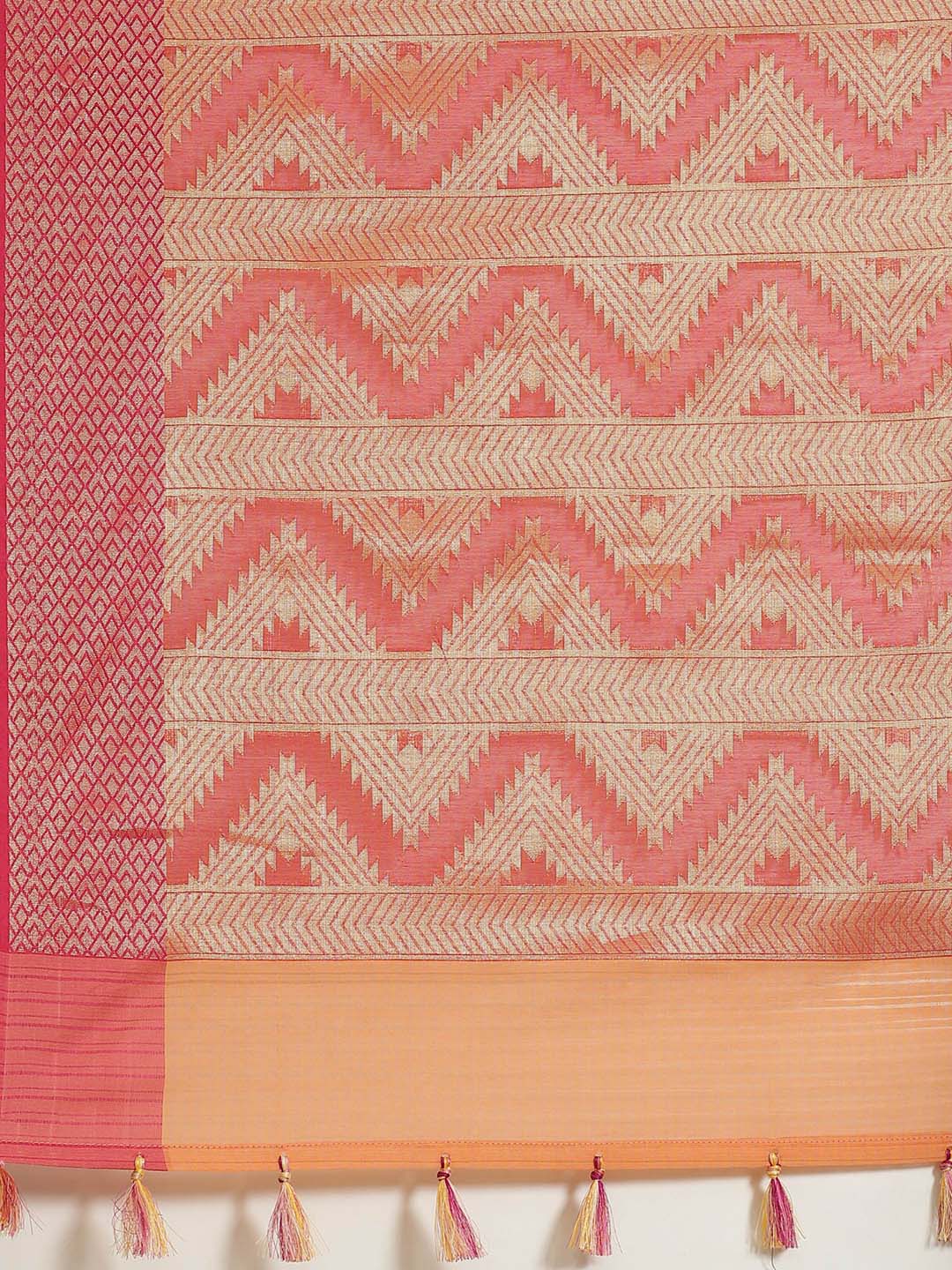 Indethnic Banarasi Peach Woven Design Festive Wear Saree - Saree Detail View