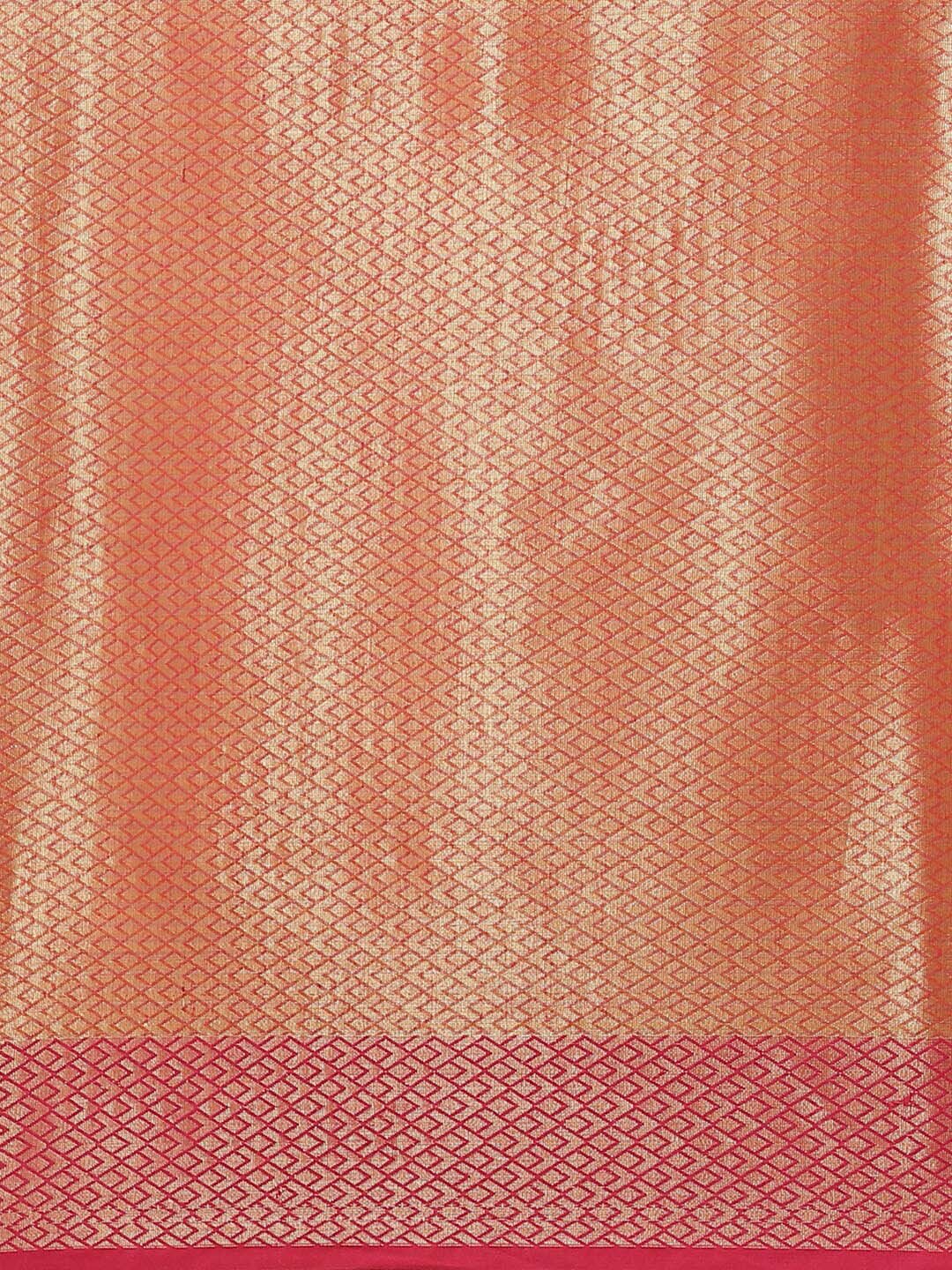 Indethnic Banarasi Peach Woven Design Festive Wear Saree - Saree Detail View