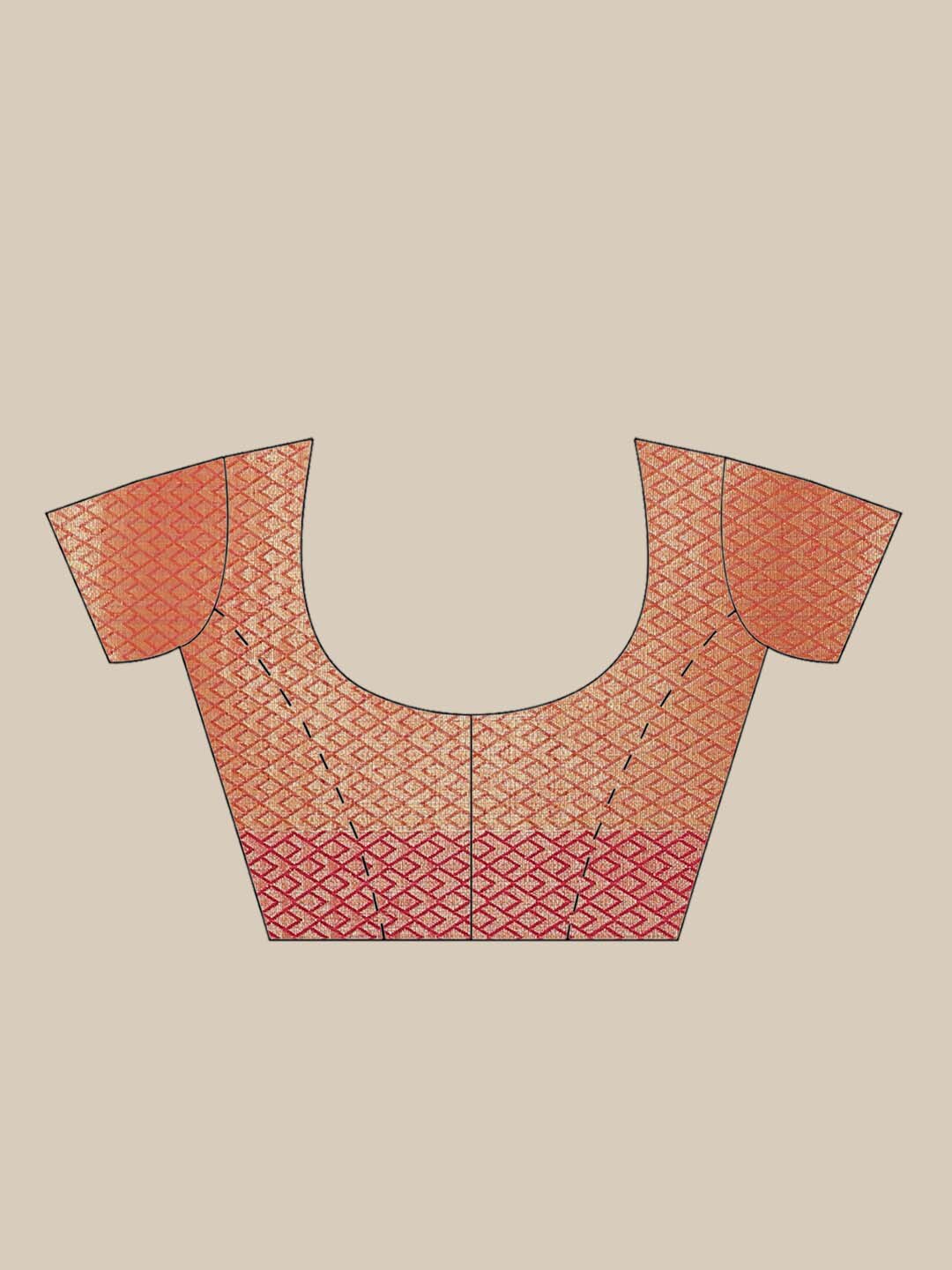 Indethnic Banarasi Peach Woven Design Festive Wear Saree - Blouse Piece View