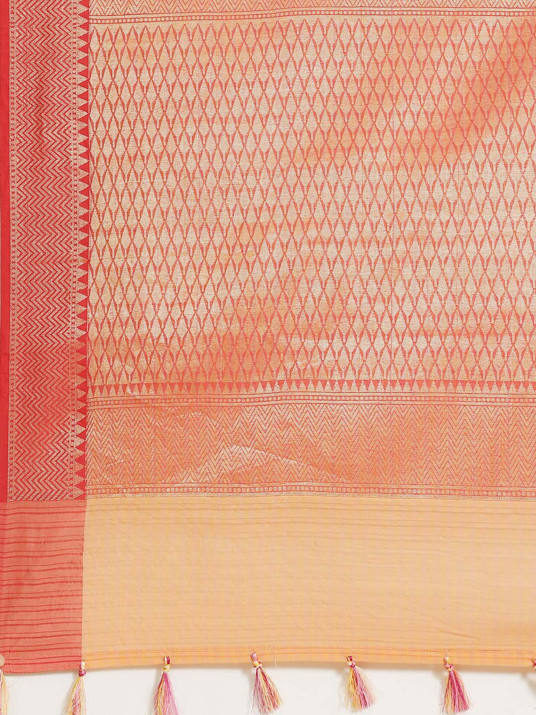 Indethnic Banarasi Peach Woven Design Festive Wear Saree - Saree Detail View