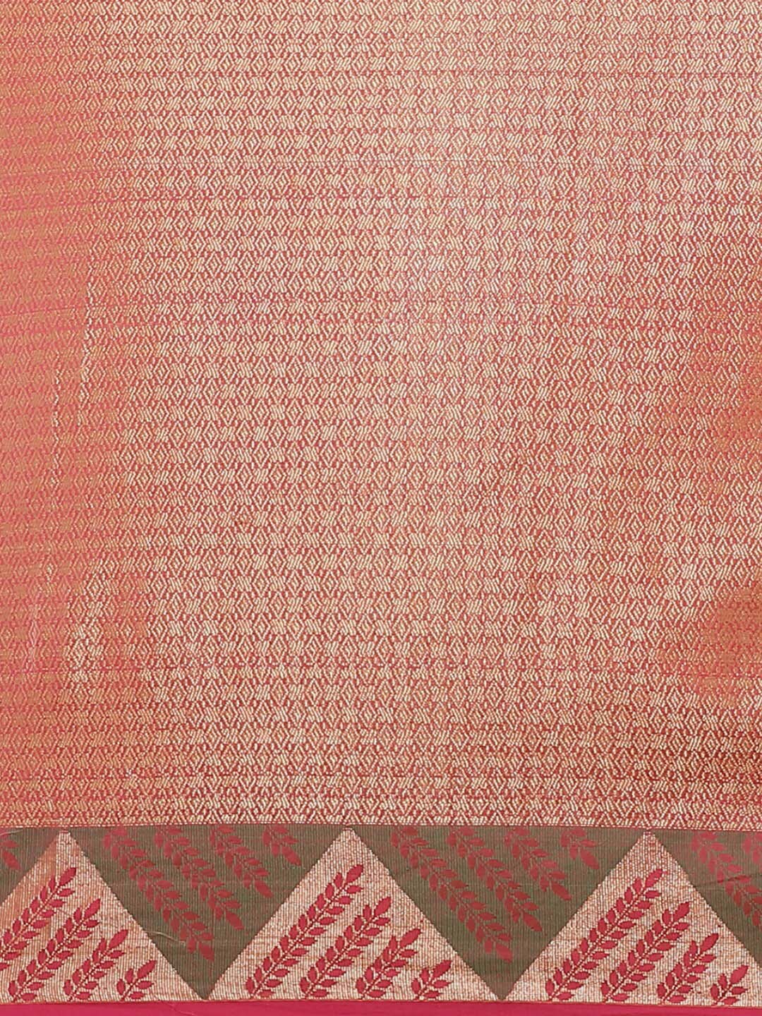 Indethnic Banarasi Peach Woven Design Festive Wear Saree - Saree Detail View