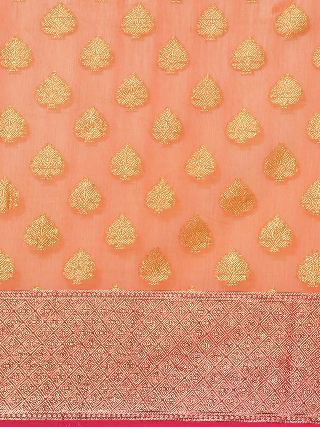 Indethnic Banarasi Peach Woven Design Festive Wear Saree - View 2