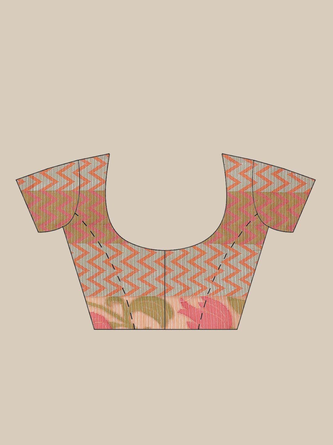 Indethnic Banarasi Peach Woven Design Work Wear Saree - Blouse Piece View