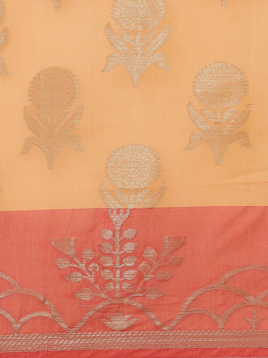 Indethnic Banarasi Peach Woven Design Daily Wear Saree - View 3
