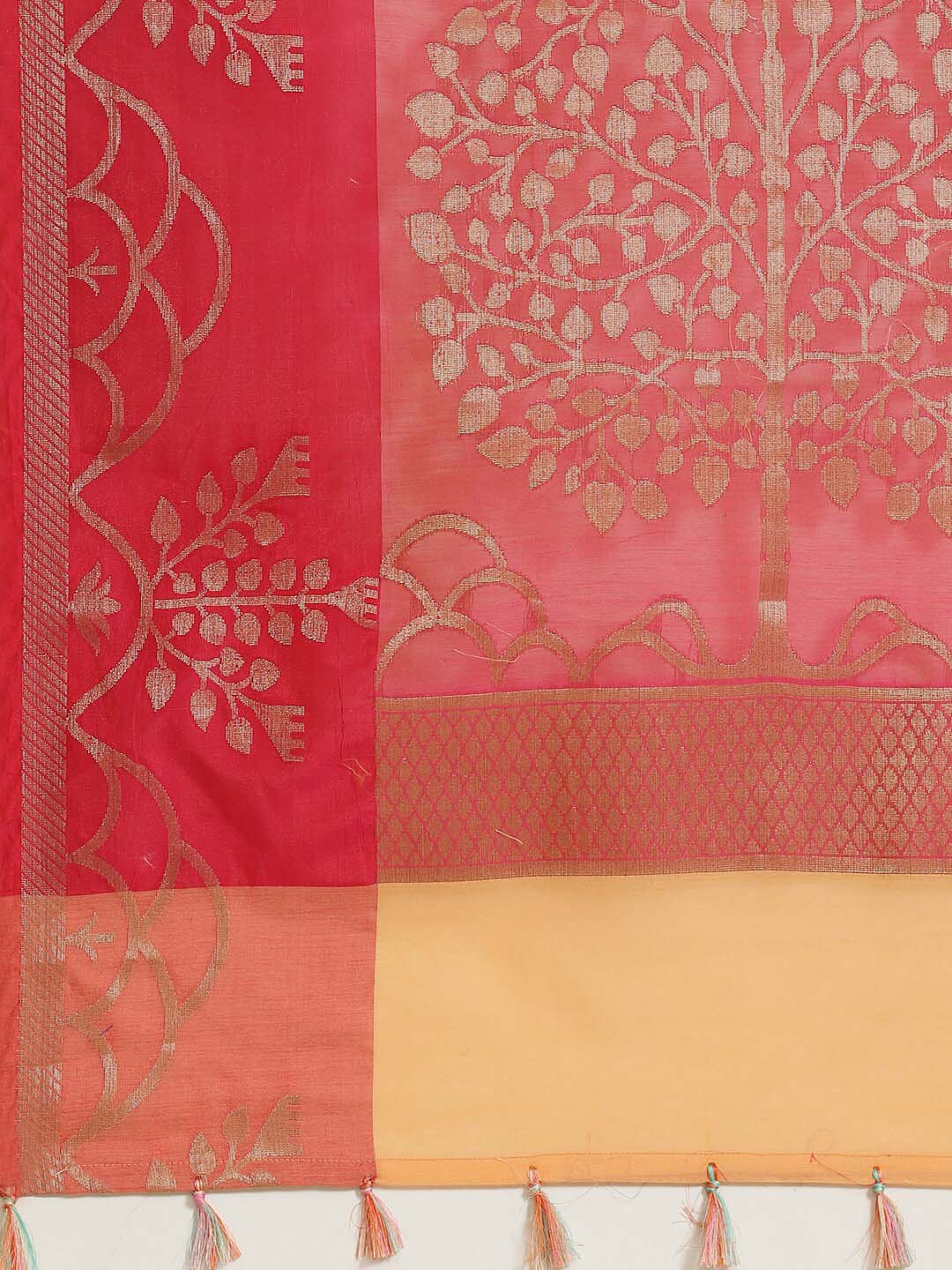 Indethnic Banarasi Peach Woven Design Daily Wear Saree - Saree Detail View