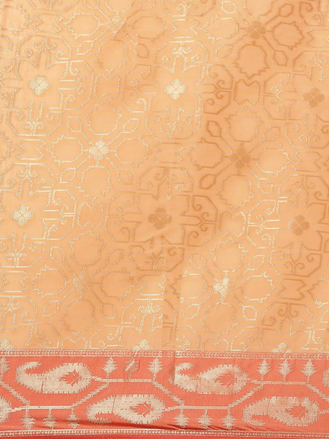 Indethnic Banarasi Peach Woven Design Party Wear Saree - View 3