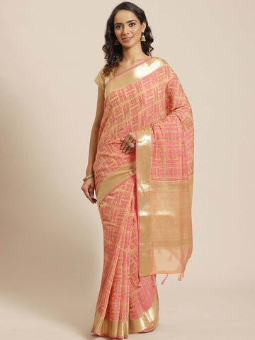 HARMONIOUS PEACH (BANARASI LIVA SAREE)