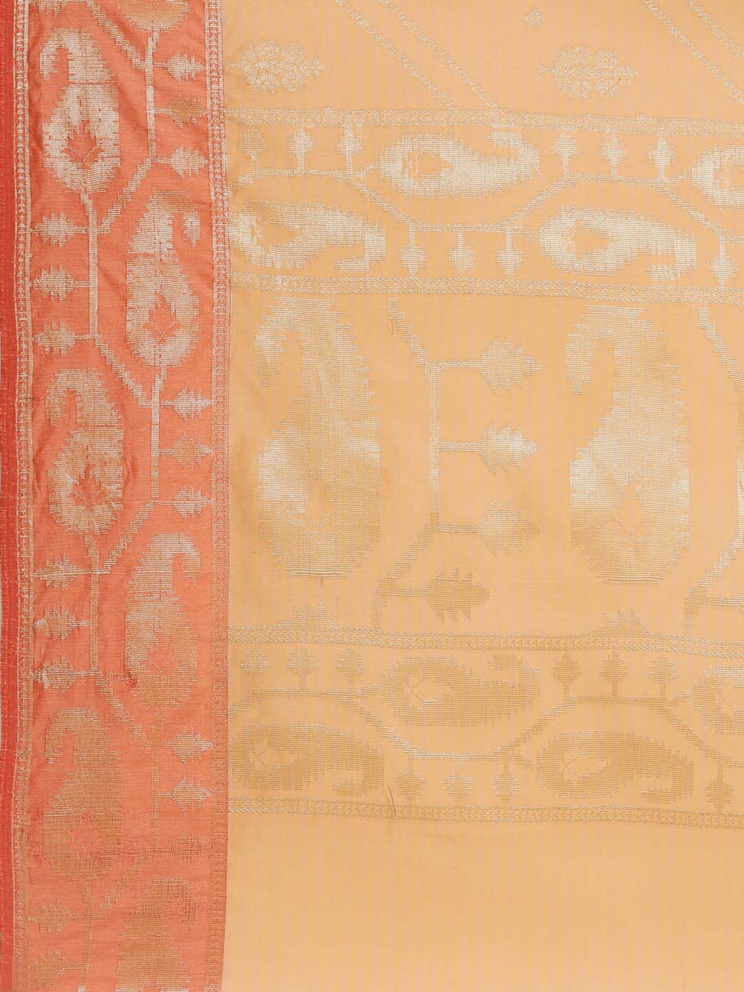 Indethnic Banarasi Peach Woven Design Daily Wear Saree - Saree Detail View