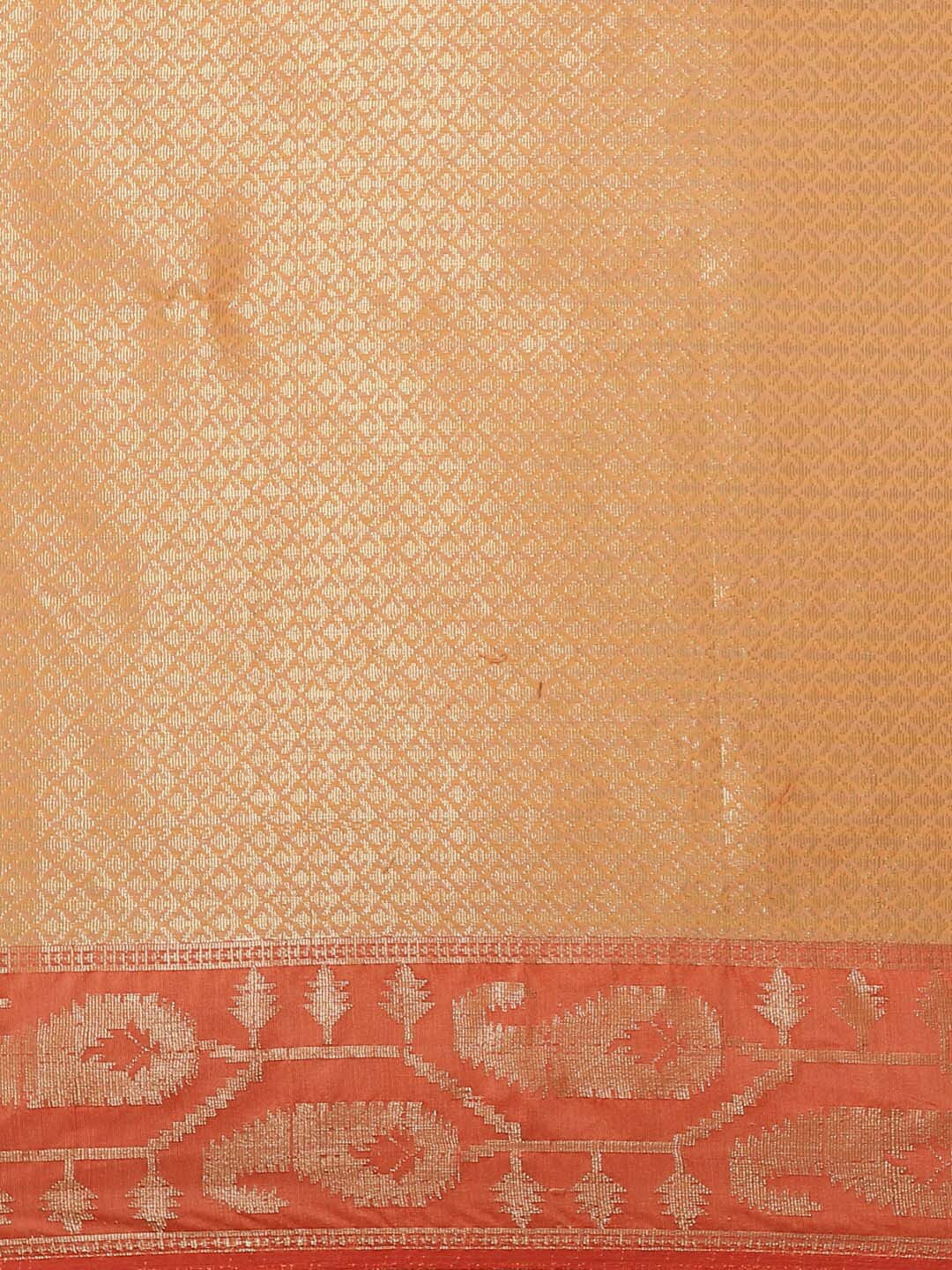 Indethnic Banarasi Peach Woven Design Daily Wear Saree - Saree Detail View