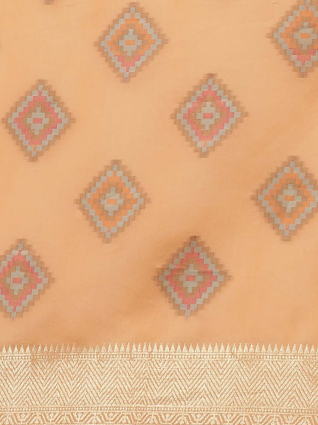 Indethnic Banarasi Peach Woven Design Work Wear Saree - View 3