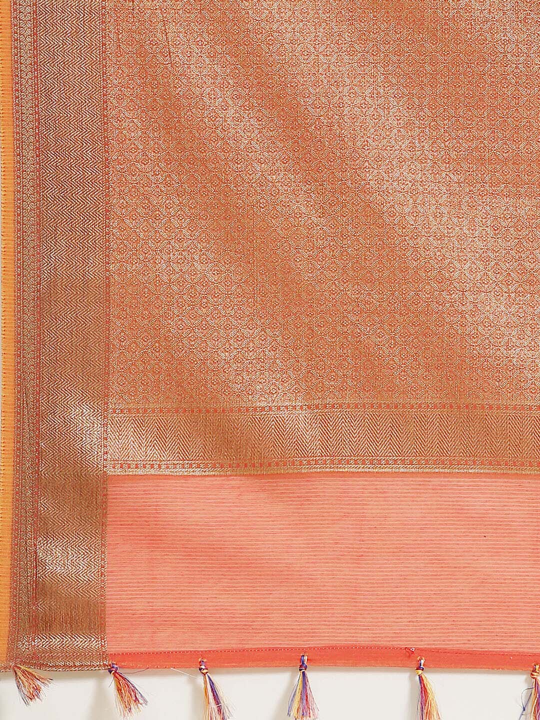 Indethnic Banarasi Rust Woven Design Daily Wear Saree - Saree Detail View