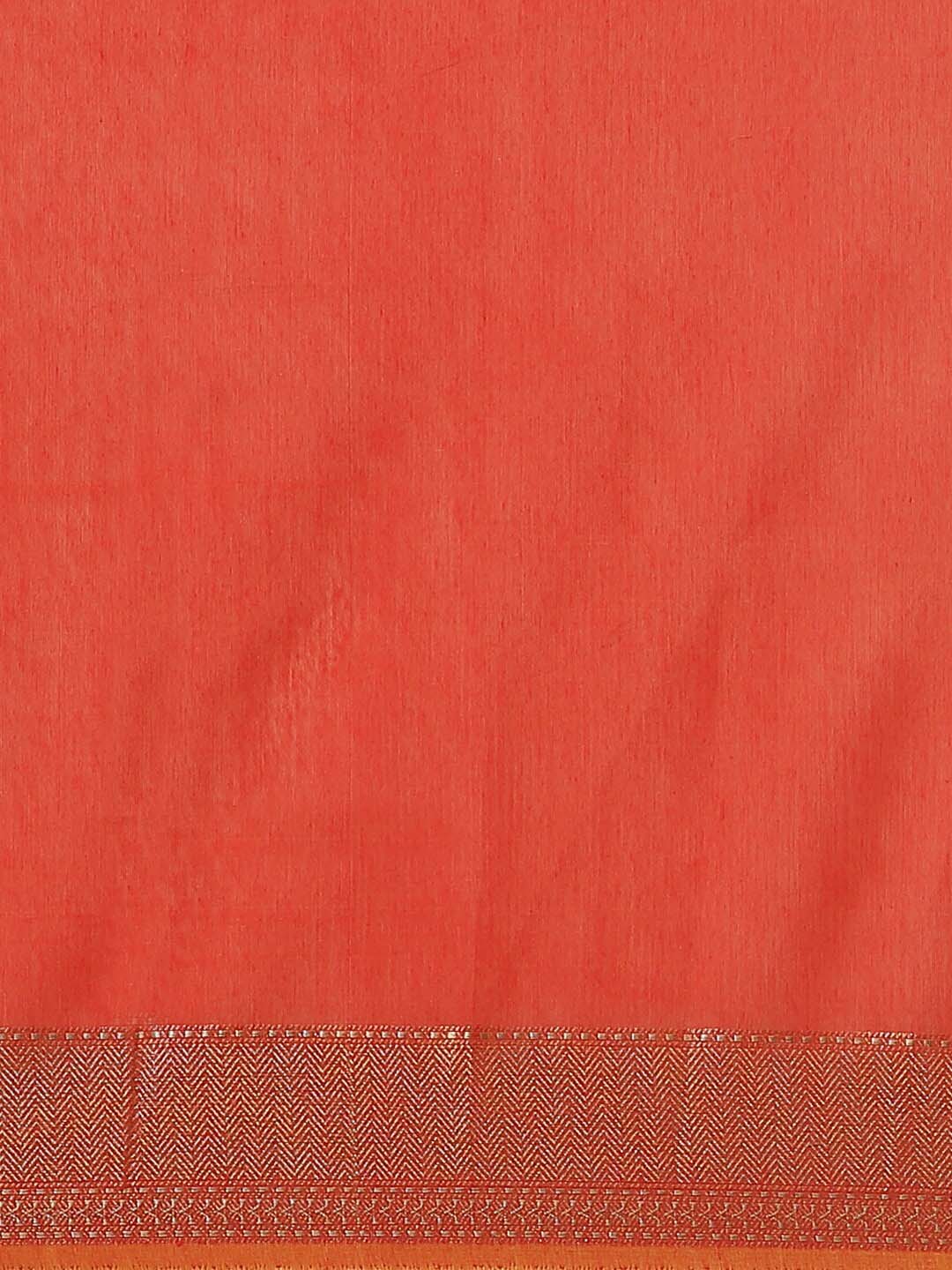 Indethnic Banarasi Rust Woven Design Daily Wear Saree - Saree Detail View