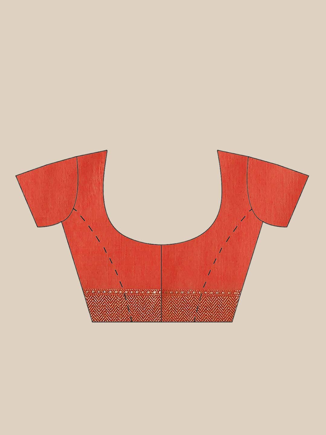 Indethnic Banarasi Rust Woven Design Daily Wear Saree - Blouse Piece View