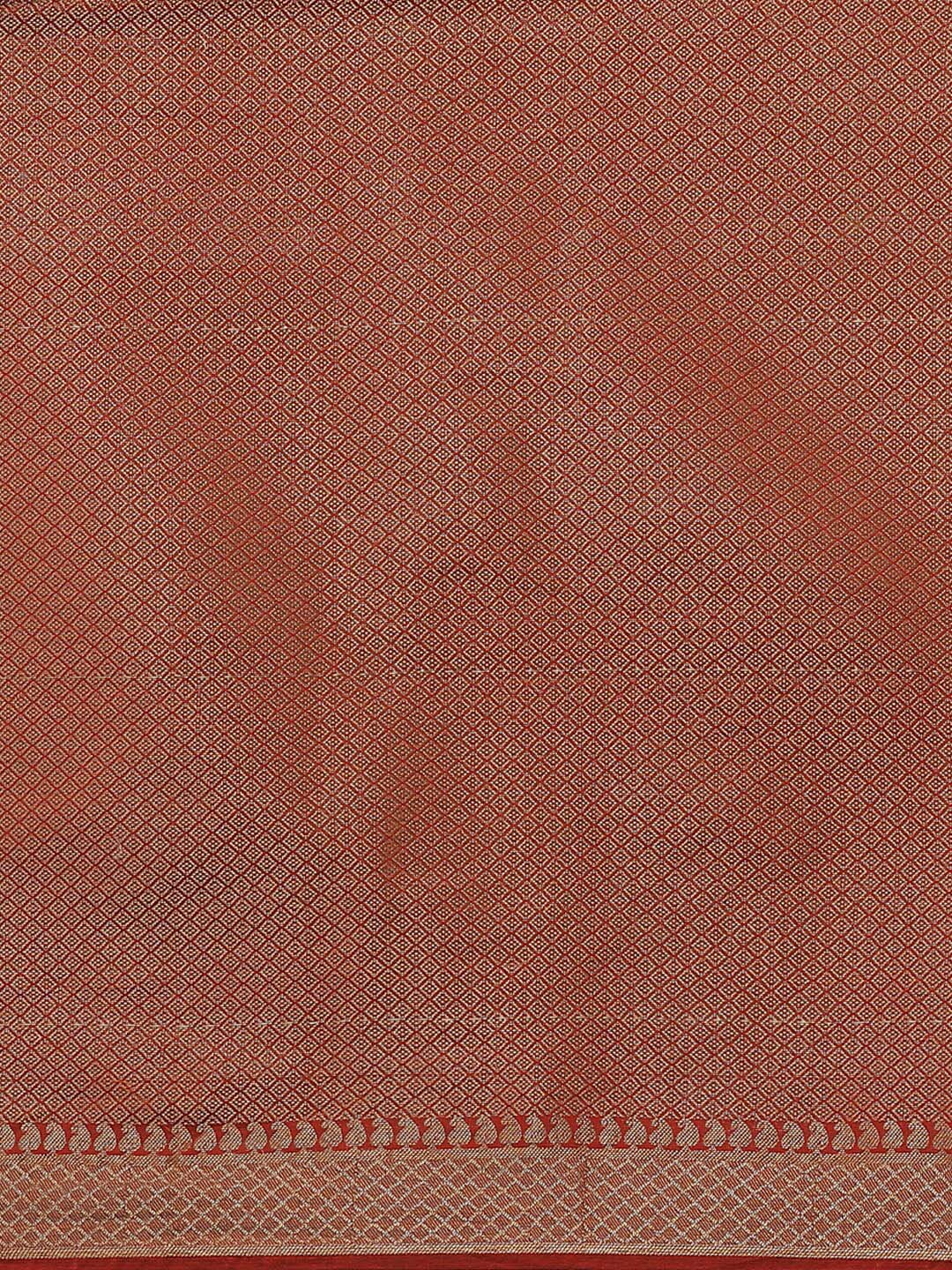 Indethnic Banarasi Rust Woven Design Party Wear Saree - Saree Detail View