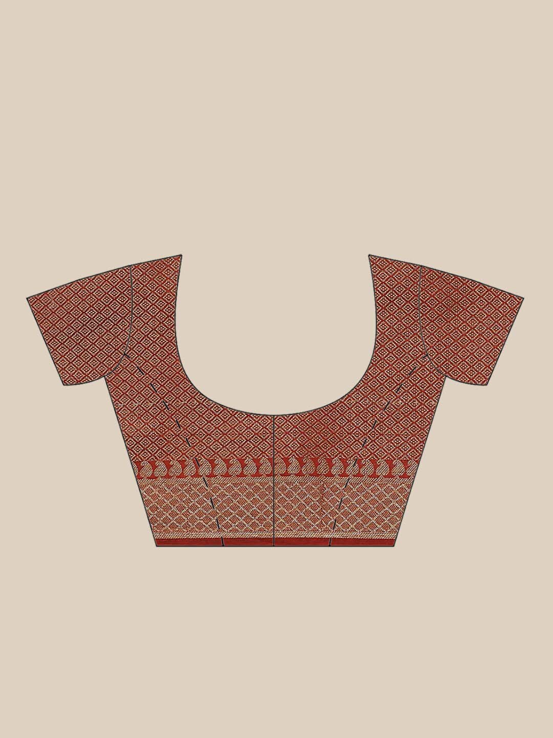 Indethnic Banarasi Rust Woven Design Party Wear Saree - Blouse Piece View