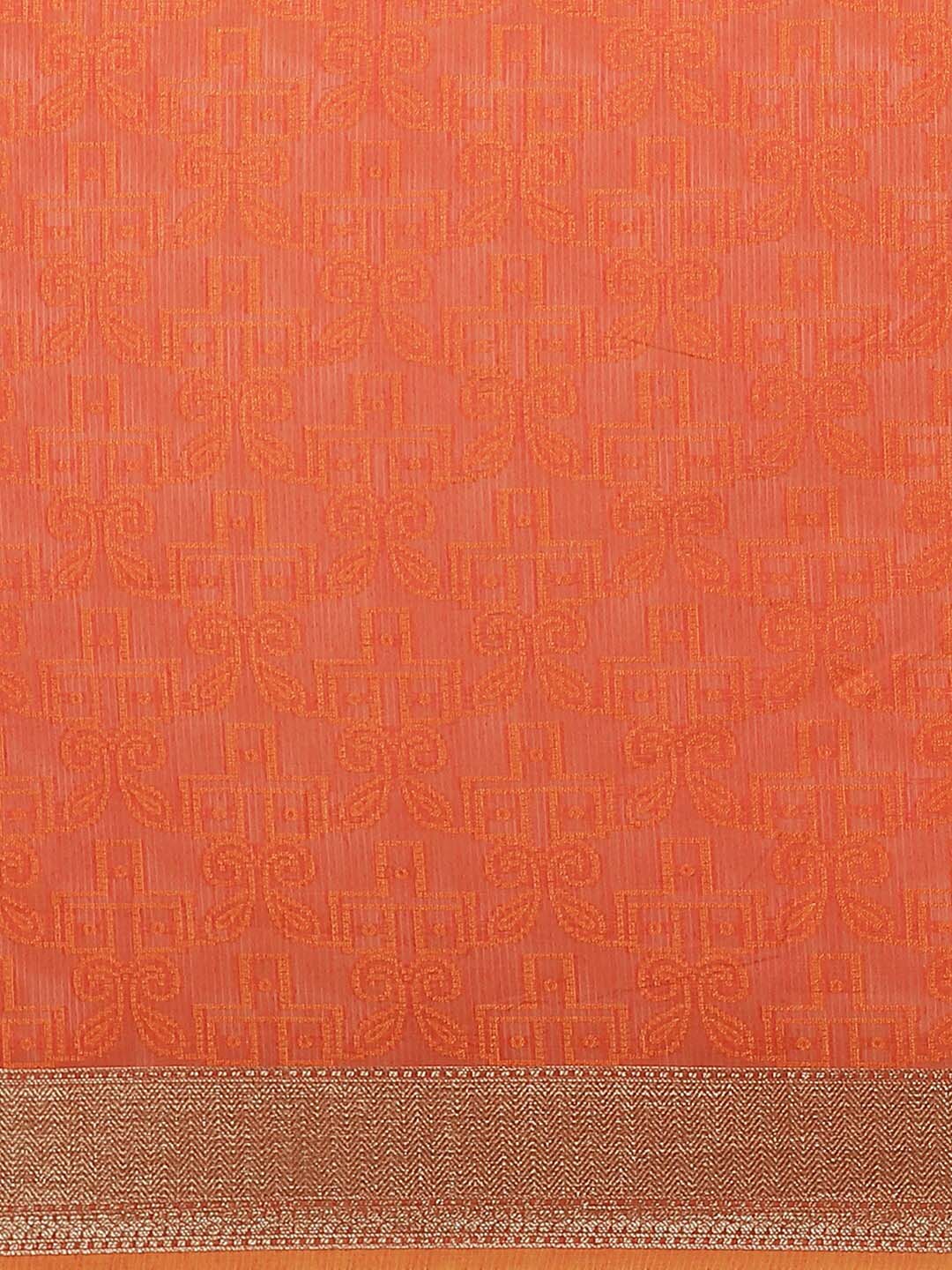 Indethnic Banarasi Rust Woven Design Work Wear Saree - View 3