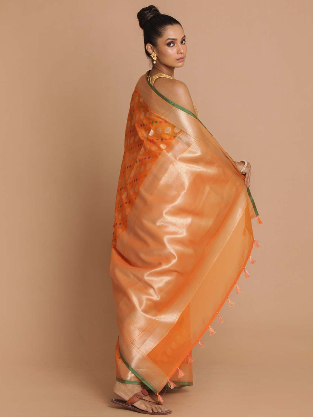 Indethnic Banarasi Rust Woven Design Festive Wear Saree - View 3