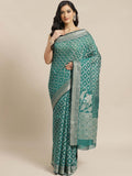 Indethnic Banarasi Sea Green Woven Design Work Wear Saree - View 1