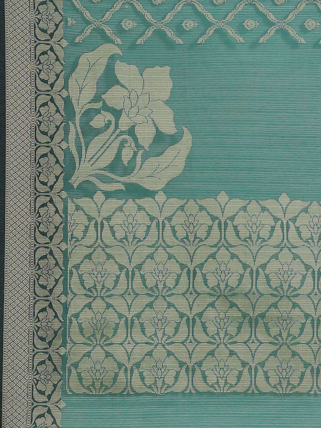 Indethnic Banarasi Sea Green Woven Design Work Wear Saree - Saree Detail View