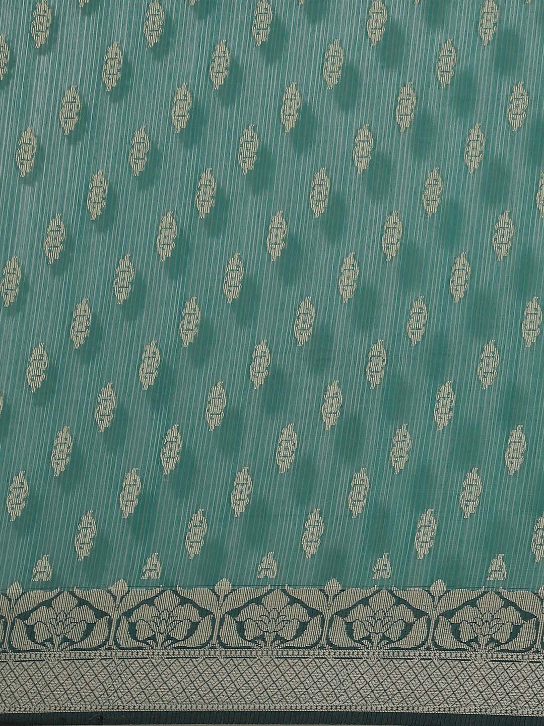 Indethnic Banarasi Teal Woven Design Work Wear Saree - View 3