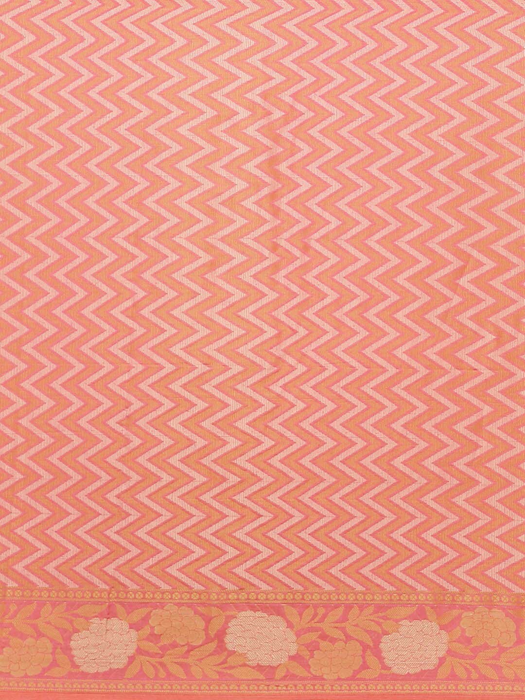 Indethnic Banarasi Pink Woven Design Work Wear Saree - Saree Detail View