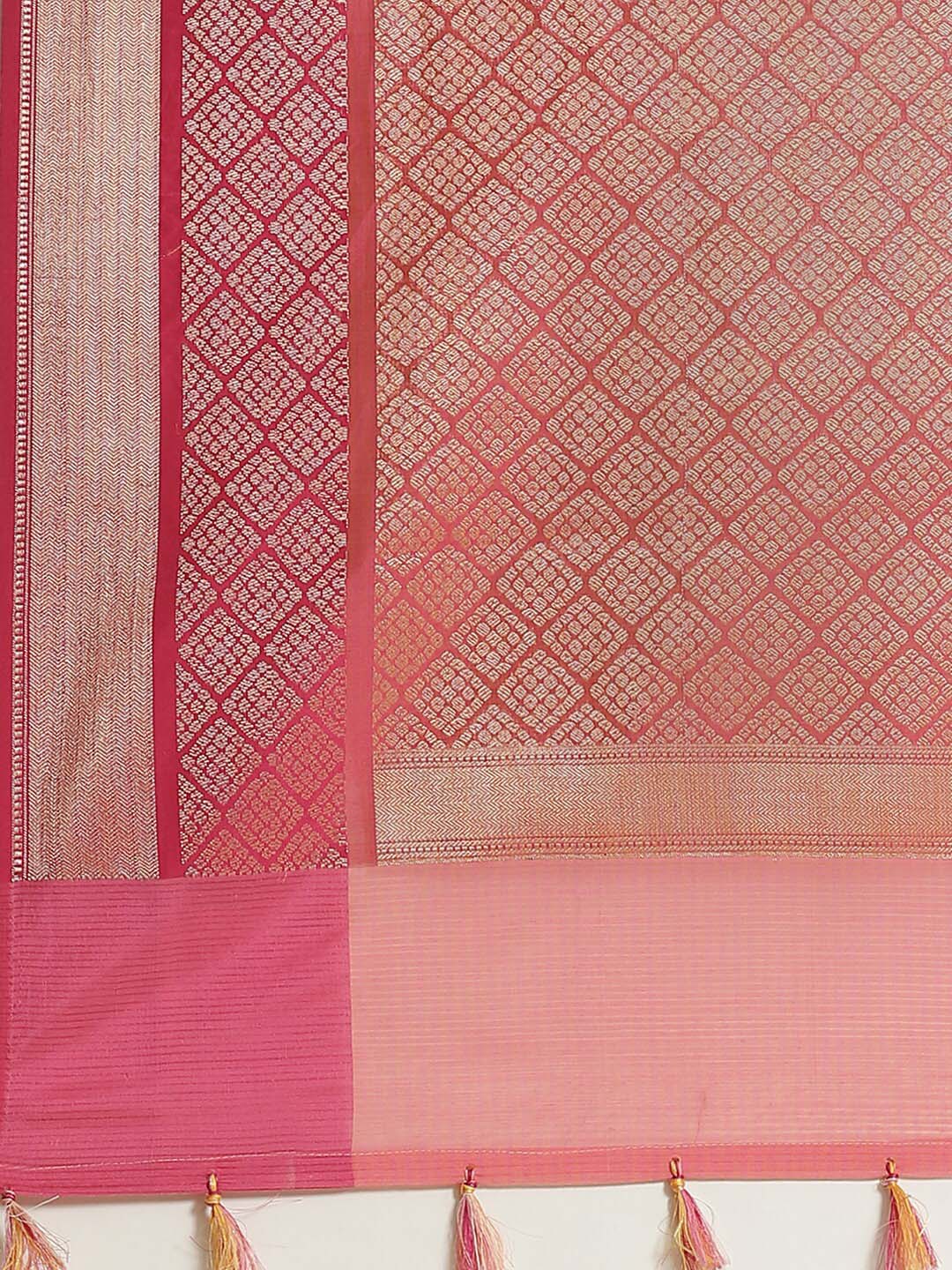 Indethnic Banarasi Pink Woven Design Daily Wear Saree - Saree Detail View