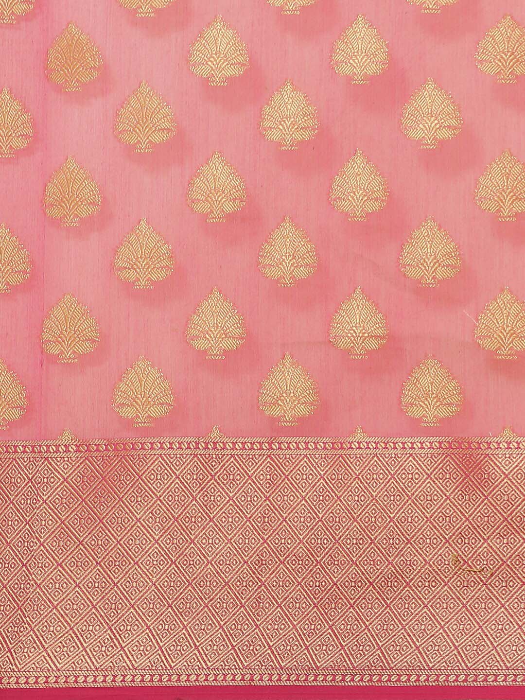 Indethnic Banarasi Pink Woven Design Festive Wear Saree - View 1