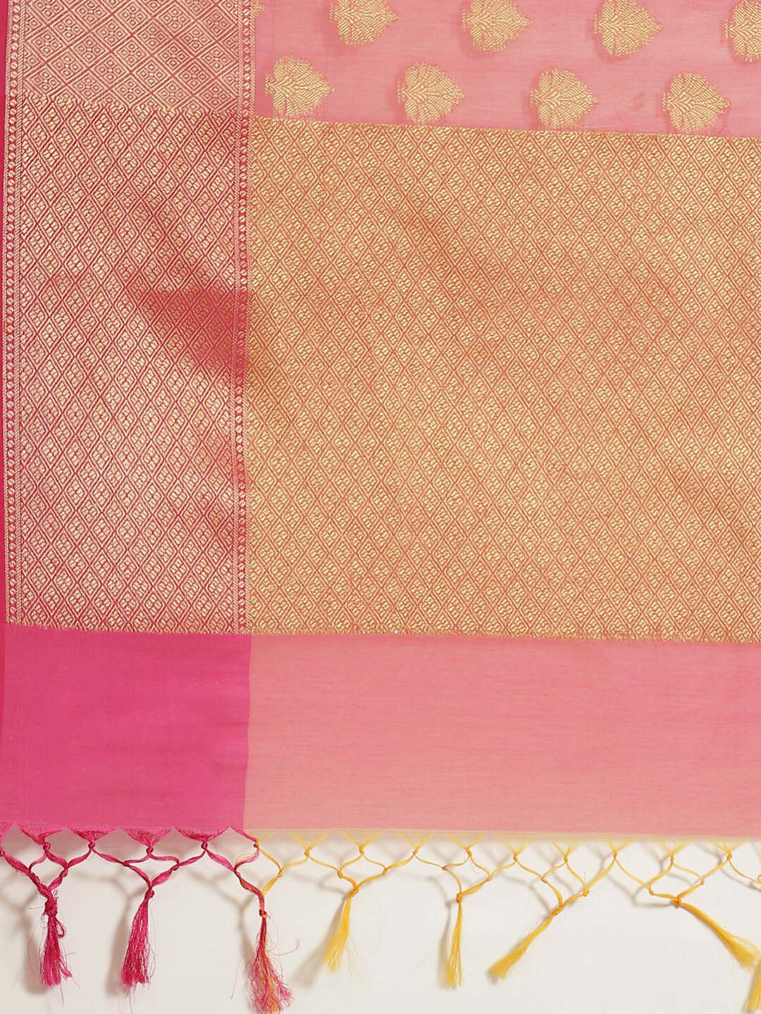 Indethnic Banarasi Pink Woven Design Festive Wear Saree - Saree Detail View