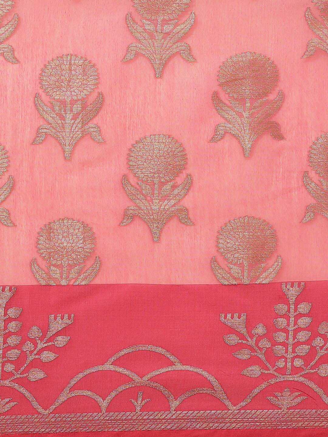 Indethnic Banarasi Pink Woven Design Daily Wear Saree - View 3