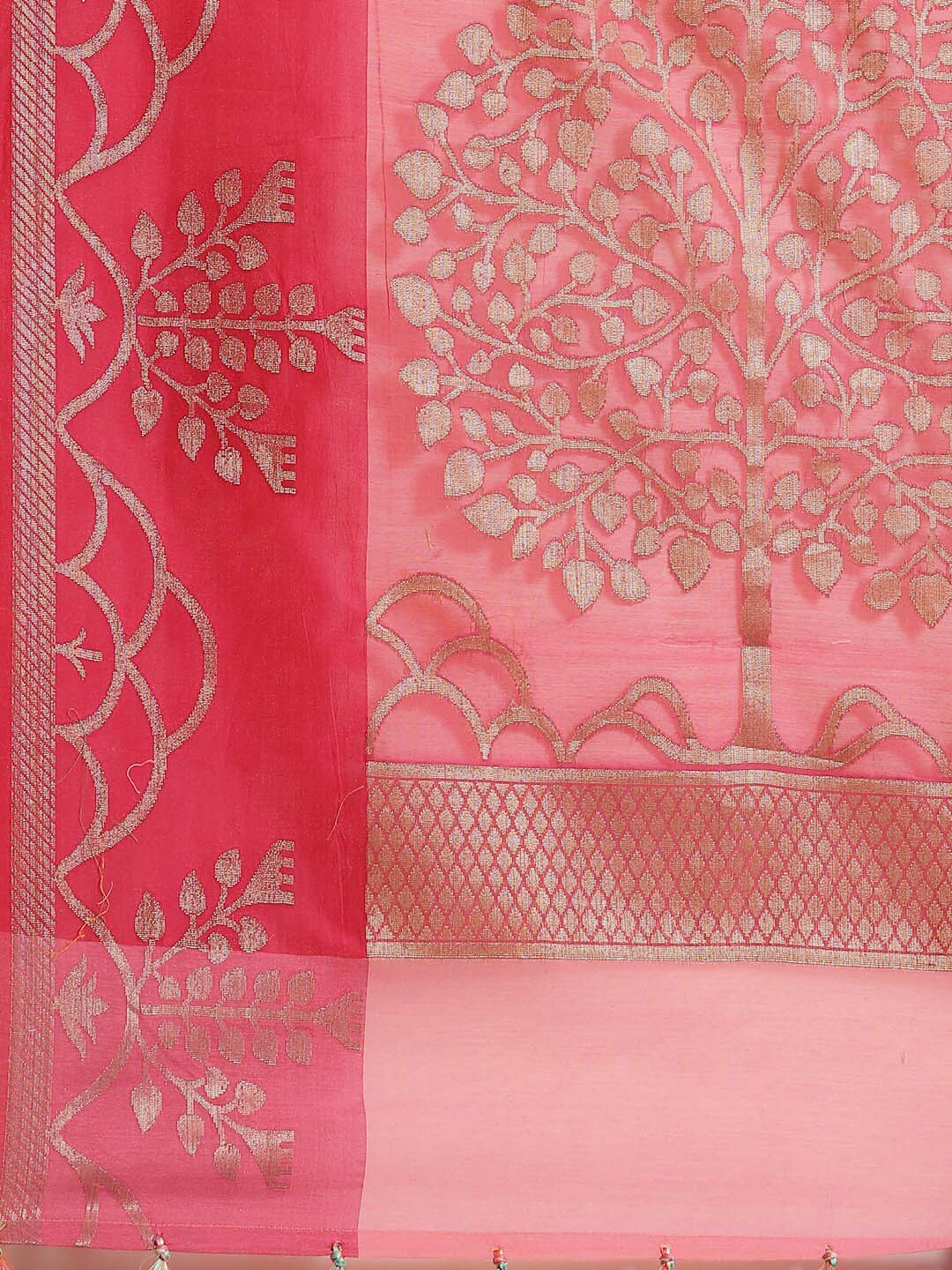 Indethnic Banarasi Pink Woven Design Daily Wear Saree - Saree Detail View