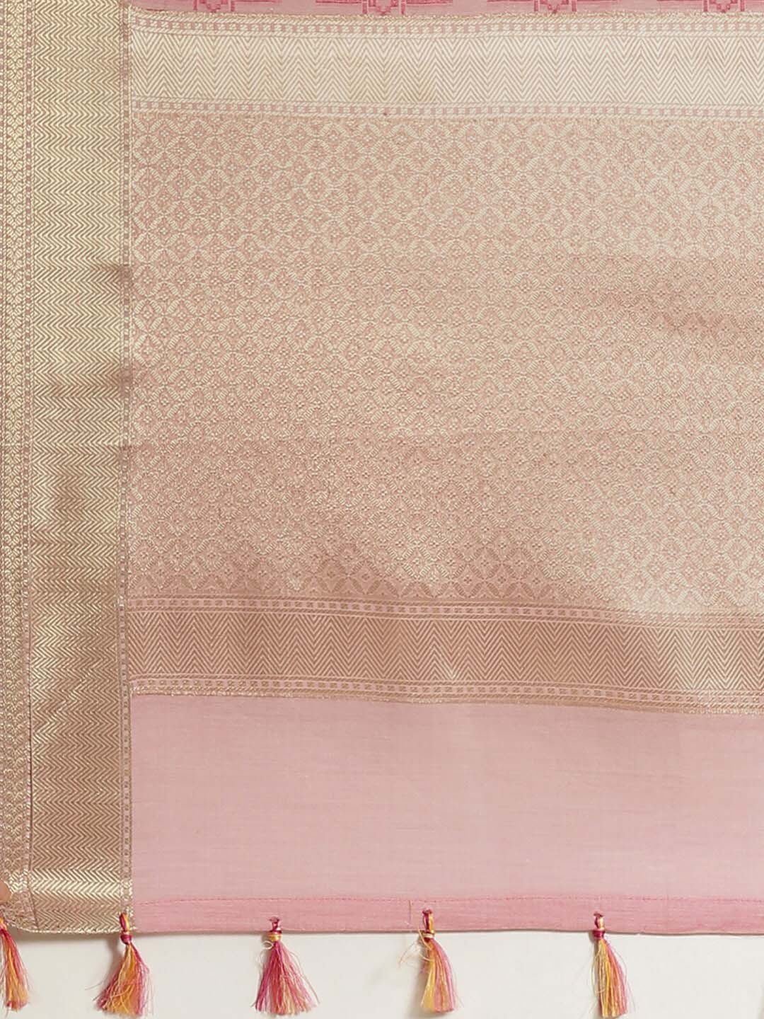 Indethnic Banarasi Pink Woven Design Festive Wear Saree - Saree Detail View